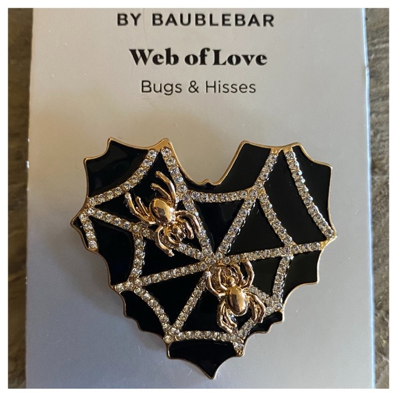 Sugarfix By Baublebar Heart Spider Web Of Love Gold Black Enamel Brooch NWT - Picture 2 of 10